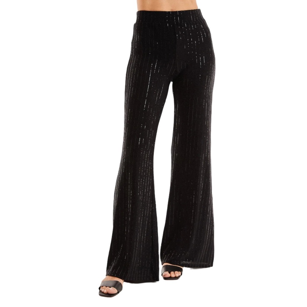 Noli Black Wide Leg Pants with Sequin Accents